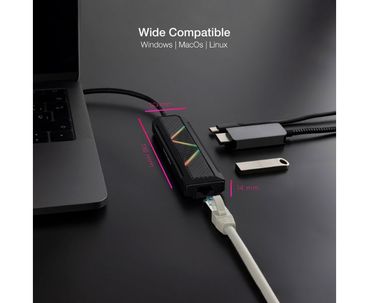 HUB USB-C 5 PUERTOS USB 3.0 RGB NANOCABLE