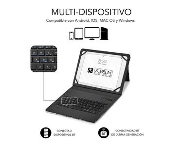 FUNDA + TECLADO TABLET KEYTAB PRO BT MARMOL AZUL SUBBLIM