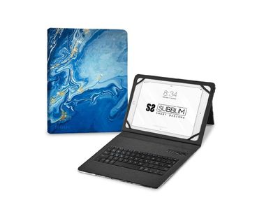 FUNDA + TECLADO TABLET KEYTAB PRO BT MARMOL AZUL SUBBLIM