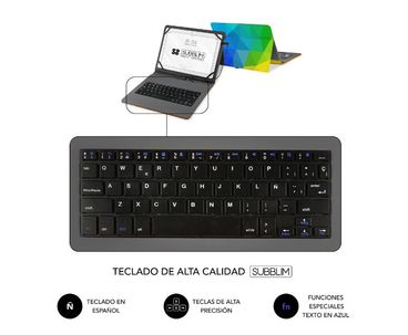 FUNDA + TECLADO TABLET KEYTAB USB TRIANGULOS SUBBLIM