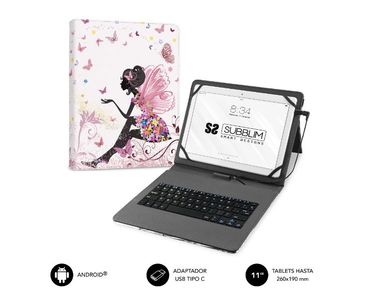 FUNDA + TECLADO TABLET KEYTAB USB HADAS SUBBLIM