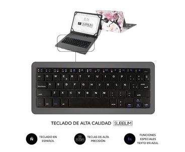 FUNDA + TECLADO TABLET KEYTAB USB HADAS SUBBLIM
