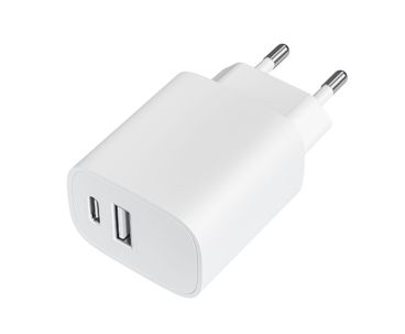 CARGADOR PARED/VIAJE USB-C/PD + USB-A 20W BLANCO LEOTEC