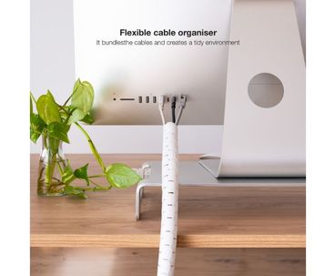ORGANIZADOR CABLES FLEXIBLE 25MM 3 M BLANCO NANOCABLE