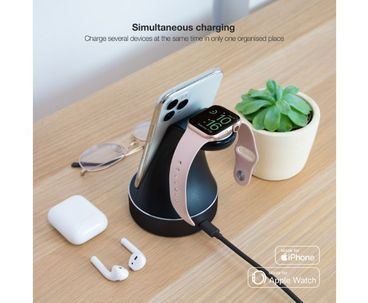 BASE DE CARGA PARA APPLE WATCH/ IPHONE NEGRO TOOQ