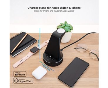 BASE DE CARGA PARA APPLE WATCH/ IPHONE NEGRO TOOQ