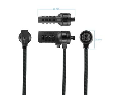CABLE LOCK DE SEGURIDAD CON COMBINACION PARA PORTATILES 1.5M GRIS TOOQ