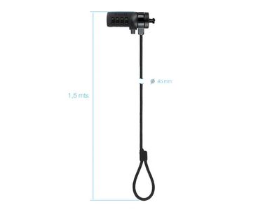 CABLE LOCK DE SEGURIDAD CON COMBINACION PARA PORTATILES 1.5M GRIS TOOQ