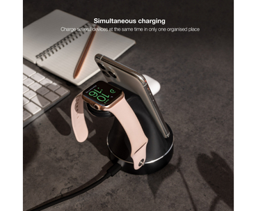 BASE DE CARGA INALAMBRICA PARA APPLE WATCH/ IPHONE NEGRO TOOQ