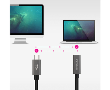CABLE USB-C 3.2 GEN2x2 20Gbps 3A 4K USB-C/M USB-C/H 1 M NEGRO NANOCABLE