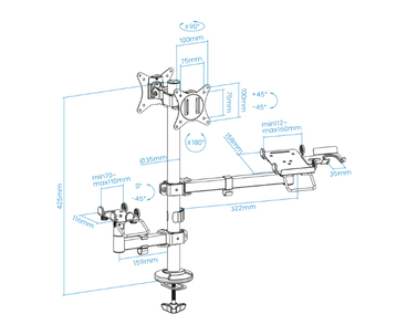 SOPORTE MESA 3 BRAZOS TPV/IMPRESORA/PANTALLA/TERMINAL/LECTOR NEGRO TOOQ