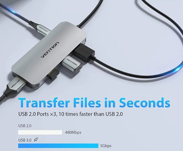 DOCKING STATION 7 PUERTOS PRO USB-C 4K GRIS VENTION
