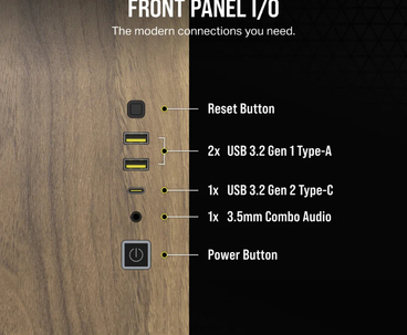 CAJA MICROATX 2500X TG BLACK/WALNUT WOOD CORSAIR