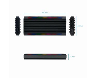 CAJA EXTERNA SSD NGFF/NVMe SHINOBI USB3.1 GEN2 USB-A RGB NEGRO TOOQ