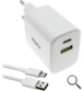 CARGADOR USB DE VIAJE/PARED 1xUSB/USB-C + CABLE USB-A A USB-C 35W BLANCO APPROX